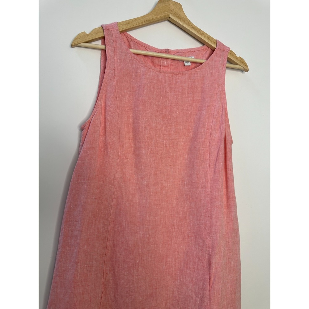 J. Jill Love Linen Shift Dress Pockets Sleeveless Button Bottom Coral Small - Picture 4 of 11